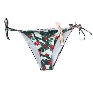 NWT Victoria’s Secret Blue Floral Cheeky Bikini Bottom L Tie Side Swim Roses Y2K